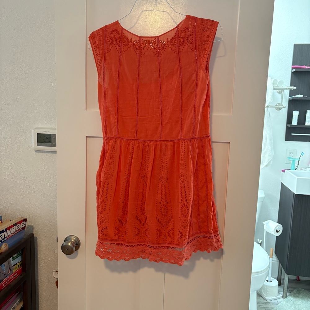 Meadow Rue Coral Embroidered Dress